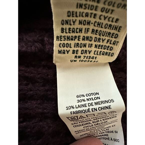 LL Bean Open Front Hooded Cardigan Sweater Purple Pockets Size Large NWT - Picture 11 of 11